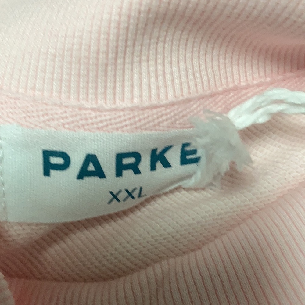 Parke Baby pink mock neck sweatshirt brown Embroidered Logo Pullover size XXL - Picture 6 of 6